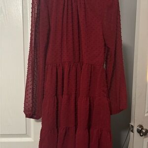Elegant Red Long-Sleeve Dress